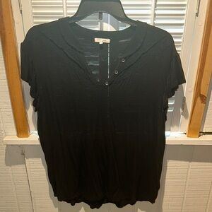 Maurices Black Polo T-Shirt with Buttoned Short Sleeves